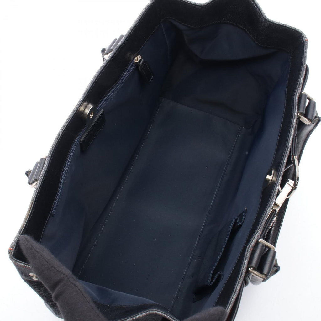 Dior Dio Handbag Tobta Navy Black Orange Denim Leather — view 3