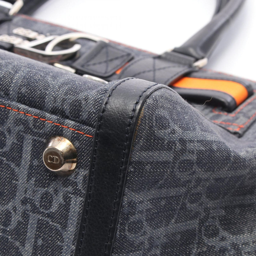 Dior Dio Handbag Tobta Navy Black Orange Denim Leather — view 7