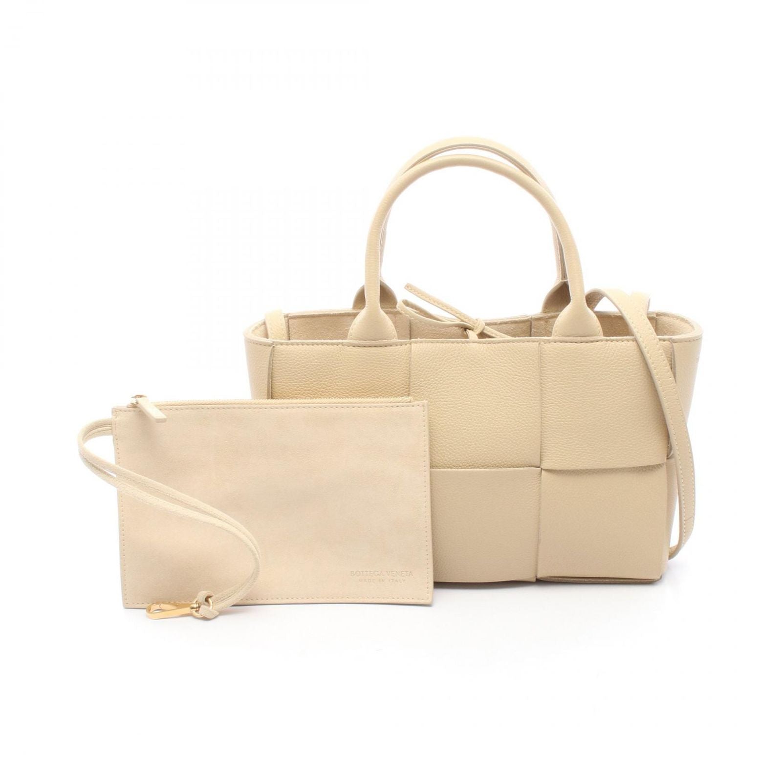 Bottega Veneta Tote Minialeko 2-Way Beige Leather Matrees