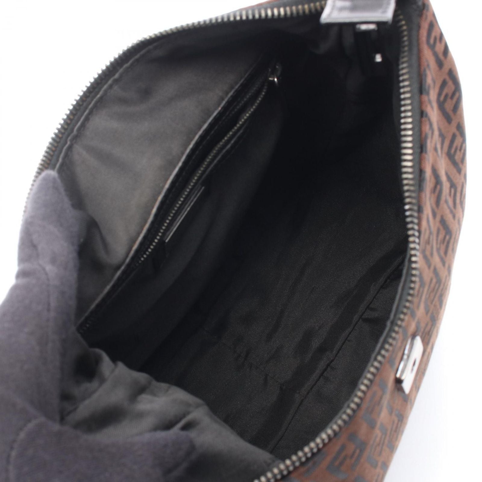 Fendi Shoulder Bag of Brown Nylon Leather — view 3