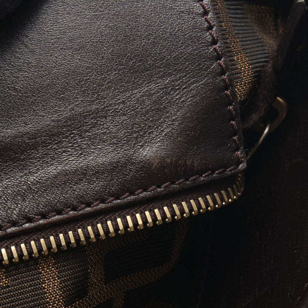 Fendi Tote Brown Canvas Leather — view 8