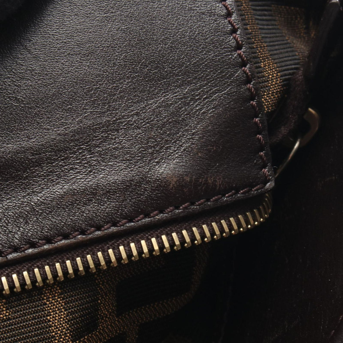Fendi Tote Brown Canvas Leather — view 8