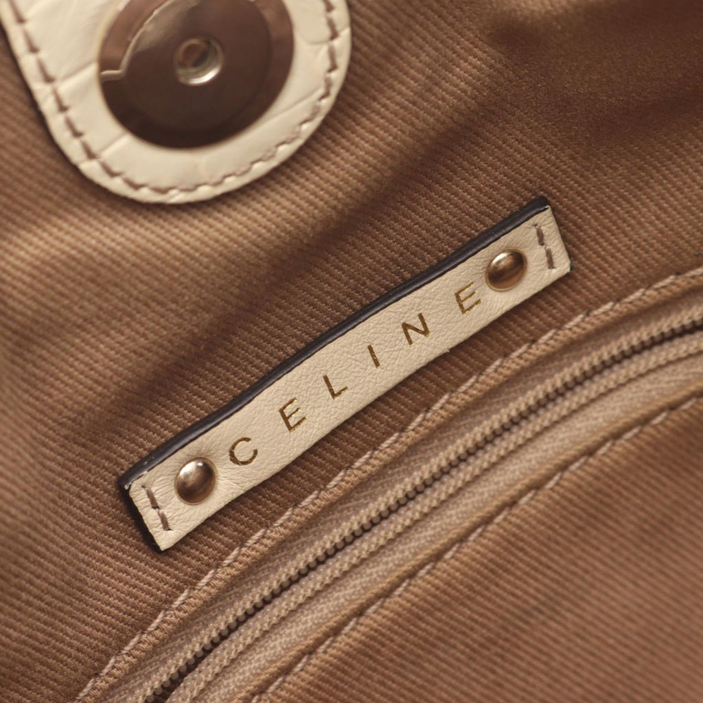 Celine Seri Shoulder Bag Beige Canvas Leather — view 4