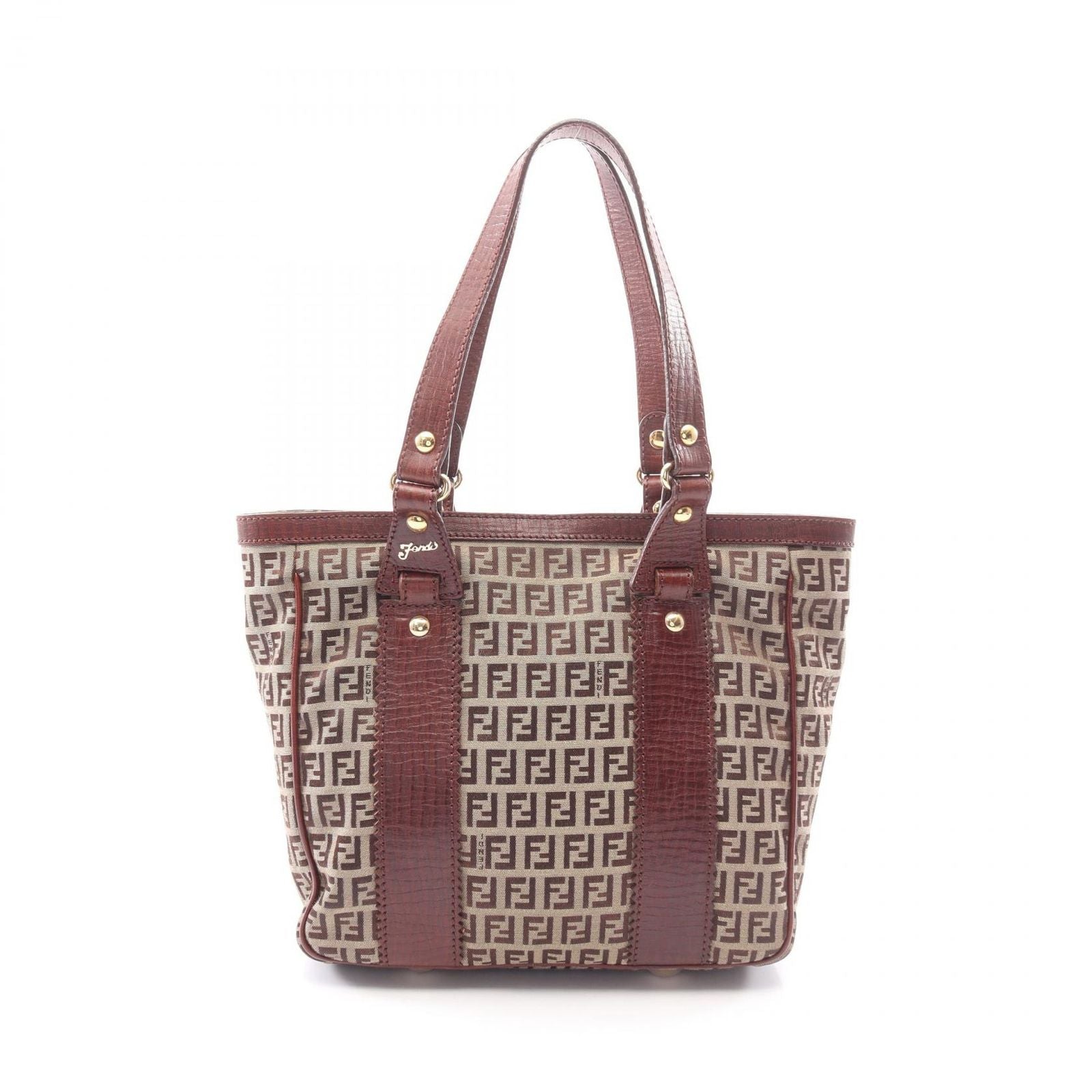 Fendi Tote of Beige Brown Canvas Leather