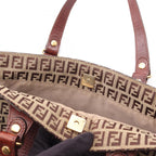 Fendi Tote of Beige Brown Canvas Leather — view 9