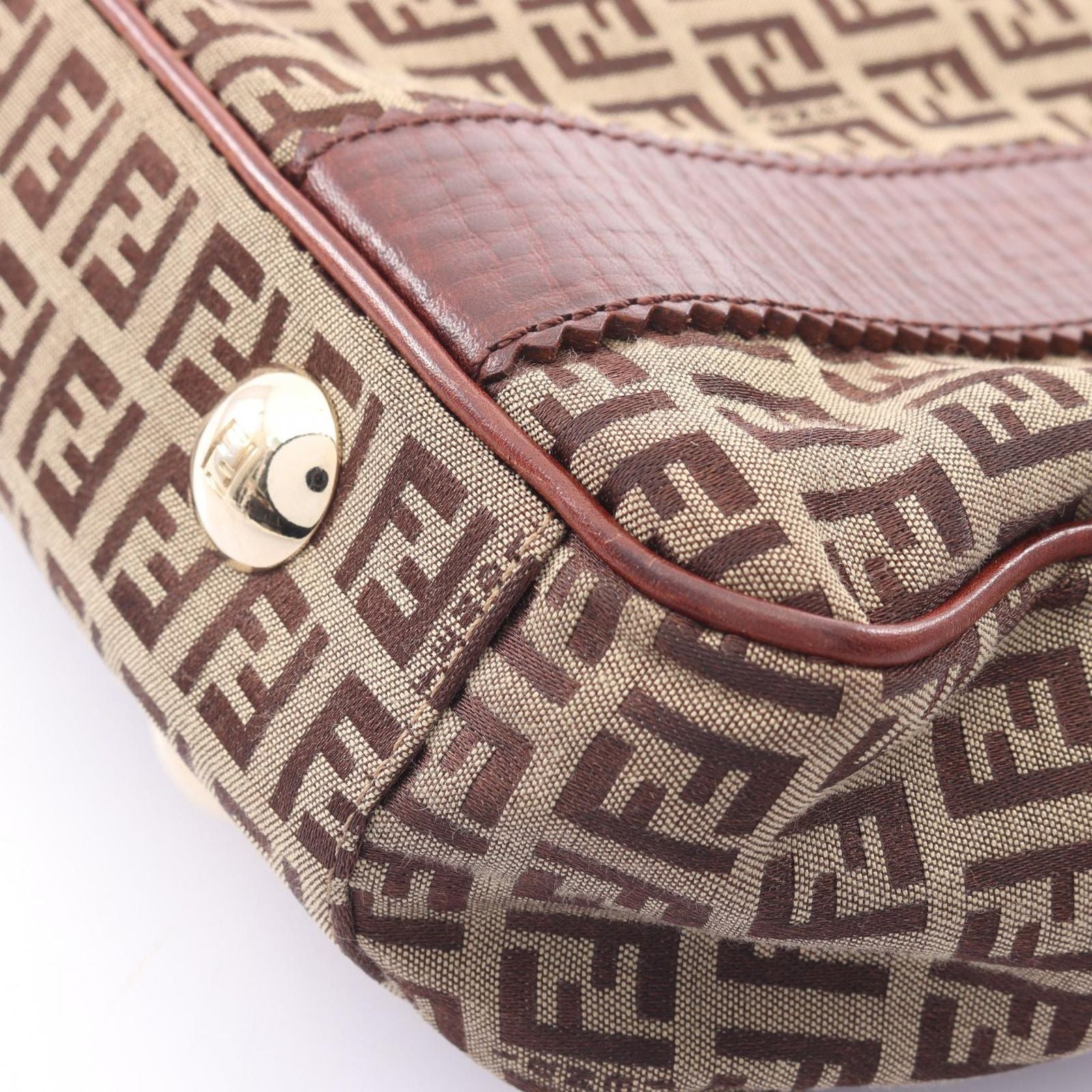 Fendi Tote of Beige Brown Canvas Leather — view 7