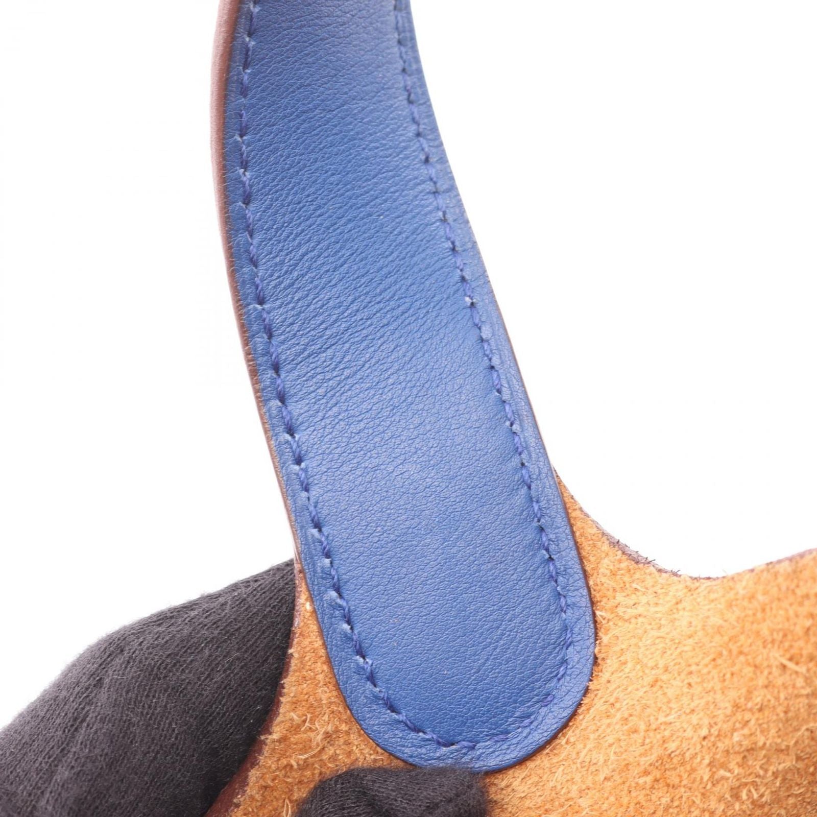 Hermes Handbag Picotin Lock PM ninela Gold Blue Leather — view 6
