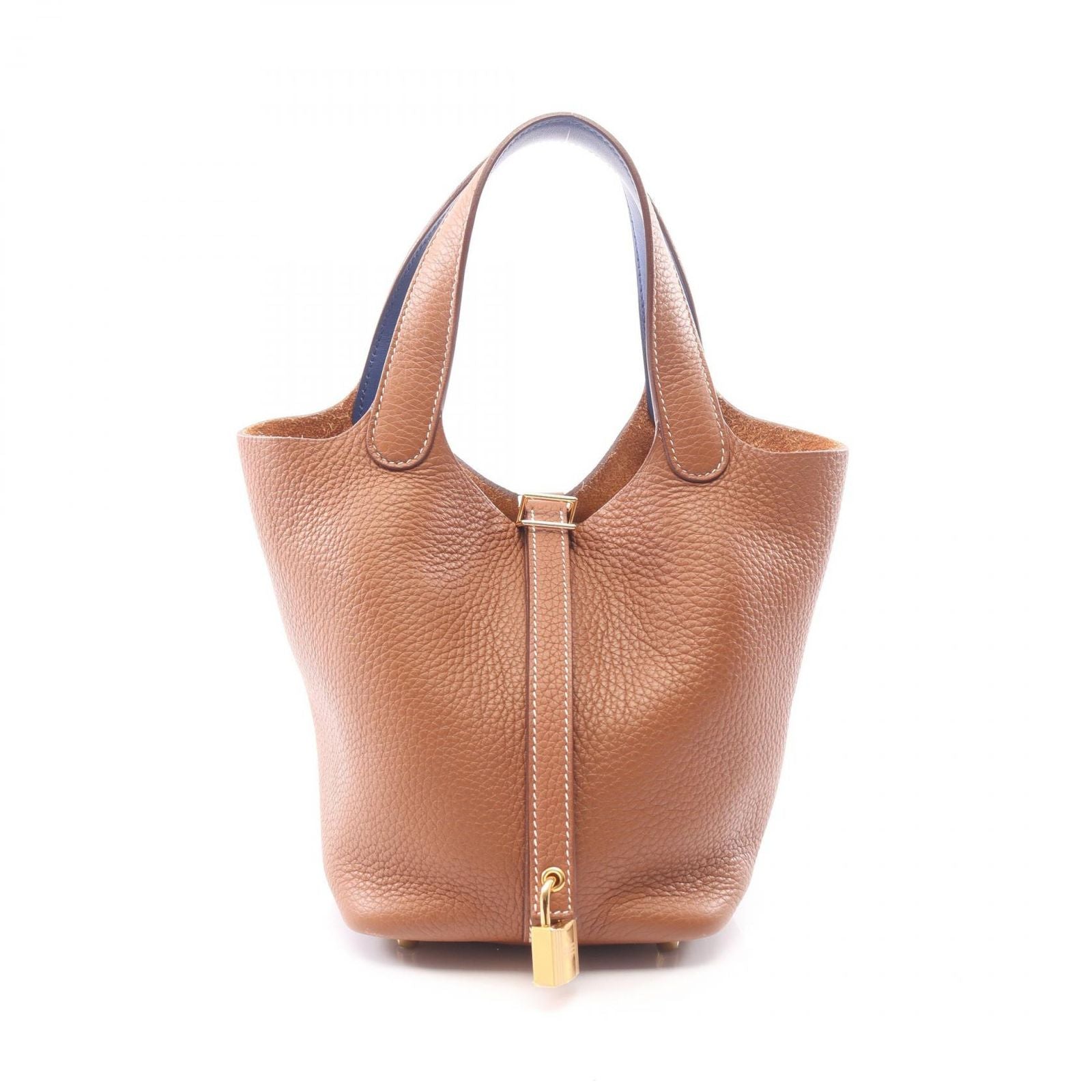 Hermes Handbag Picotin Lock PM ninela Gold Blue Leather