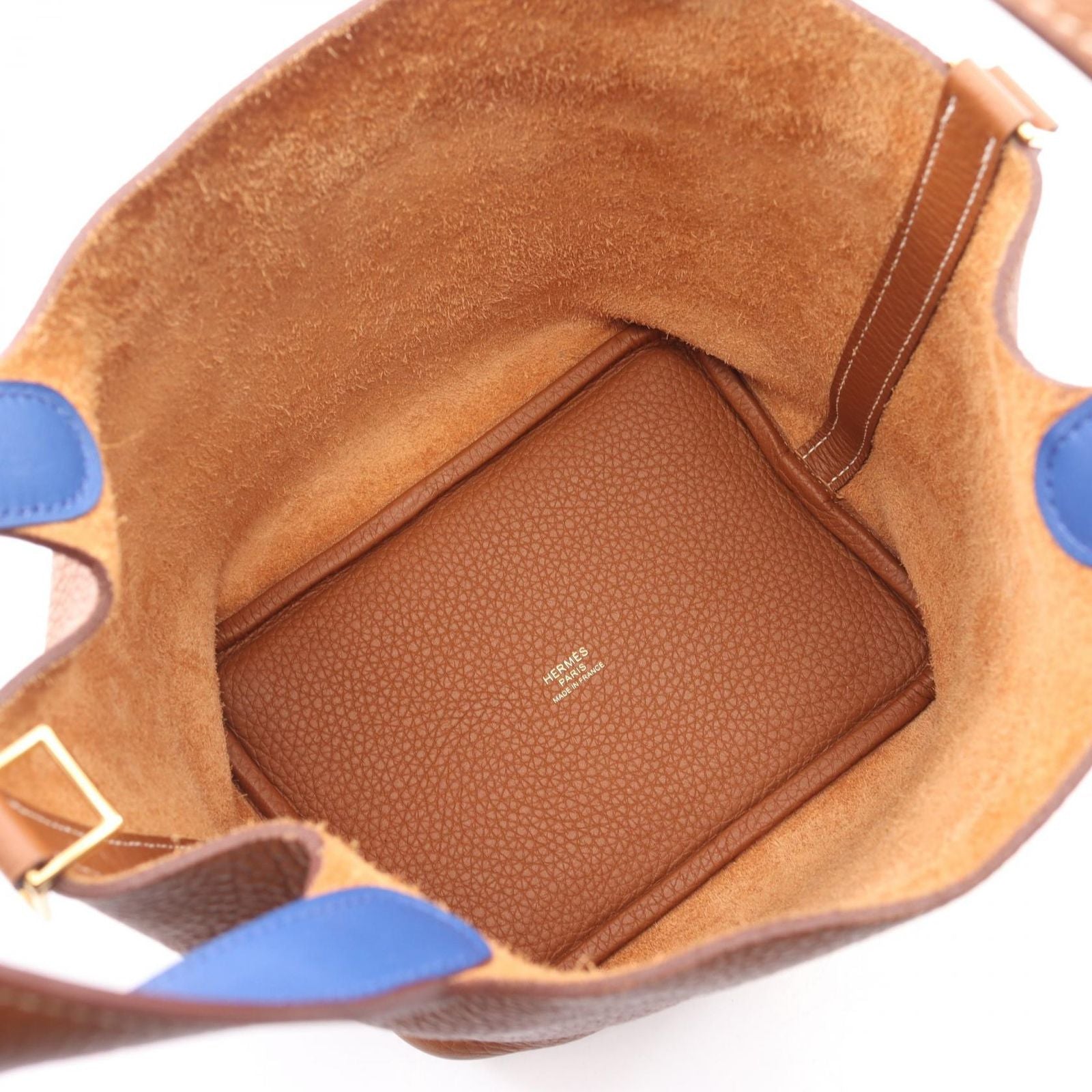 Hermes Handbag Picotin Lock PM ninela Gold Blue Leather — view 3
