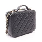 Chanel Shoulder Bag Quilted Vanity 2-Way Black Gold Lambskin Chain — view 2