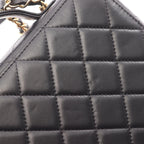 Chanel Shoulder Bag Quilted Vanity 2-Way Black Gold Lambskin Chain — view 7