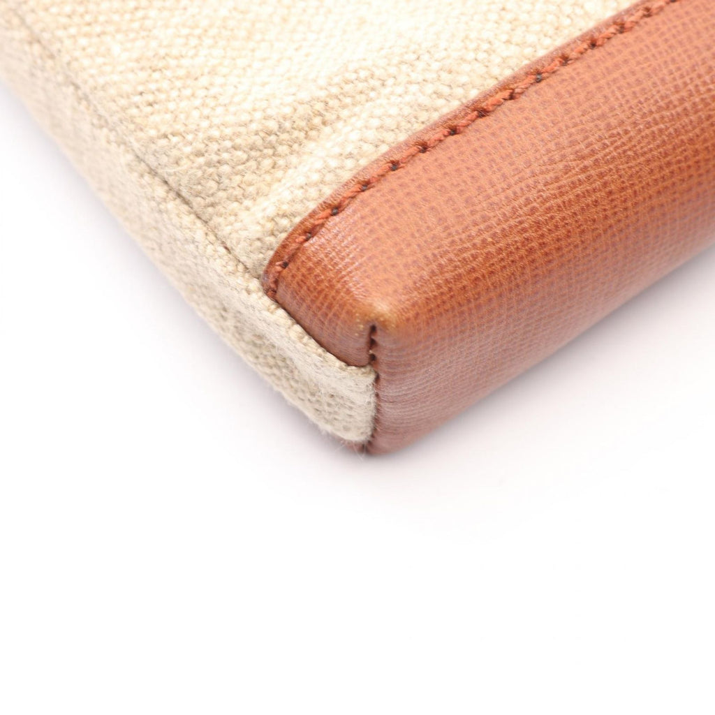 Fendi Shoulder Bag FF Logo Beige Canvas Leather — view 5