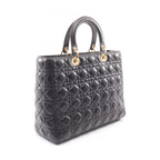 Dior Dio Handbag Ladydio Cannage 2-Way Black Leather Tote — view 2