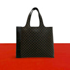 Celine Macadam Blason Triomphe Pattern Leather Handbag Mini Tote Black Brown
