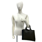 Celine Macadam Blason Triomphe Pattern Leather Handbag Mini Tote Black Brown — view 2