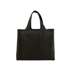 Celine Macadam Blason Triomphe Pattern Leather Handbag Mini Tote Black Brown — view 3
