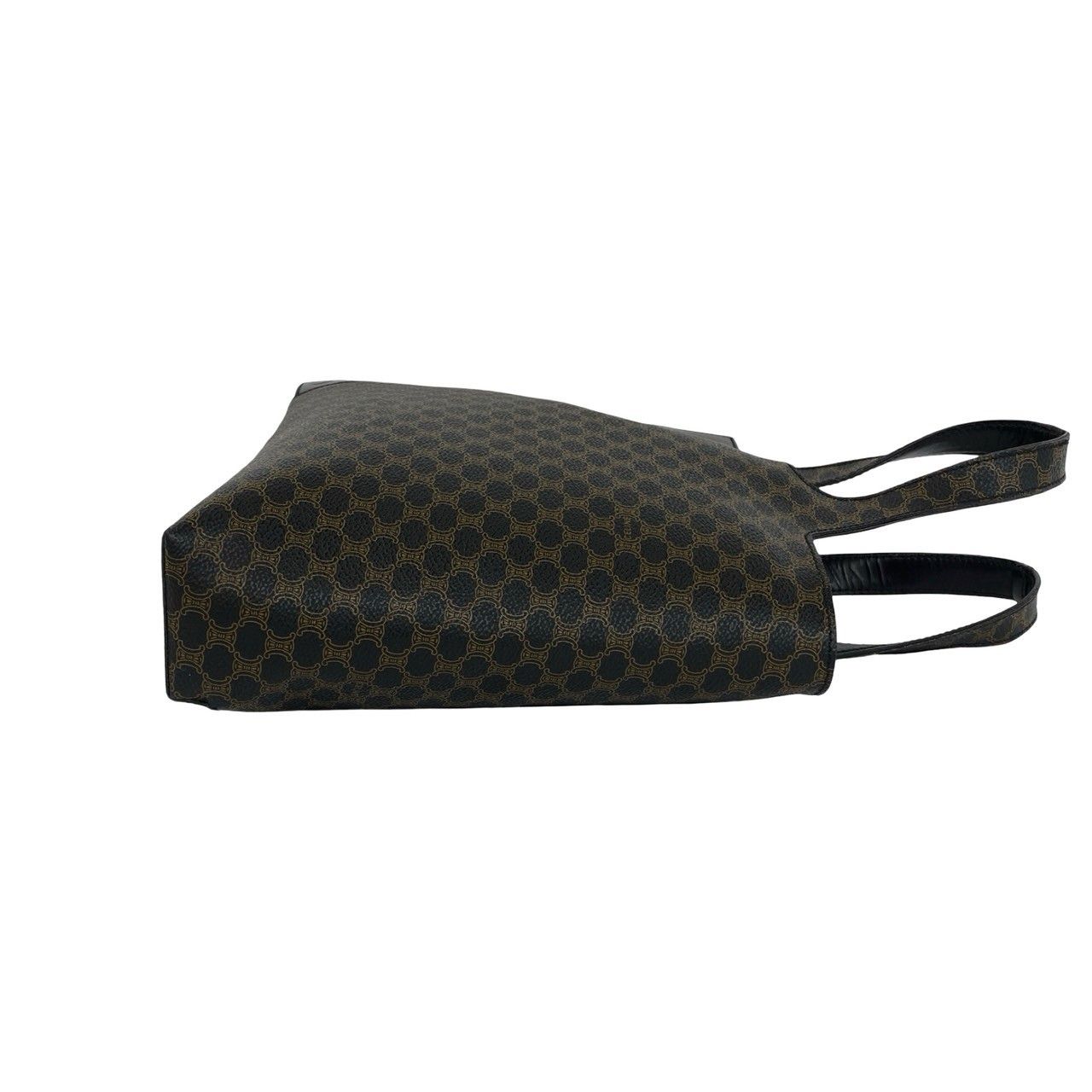 Celine Macadam Blason Triomphe Pattern Leather Handbag Mini Tote Black Brown — view 6