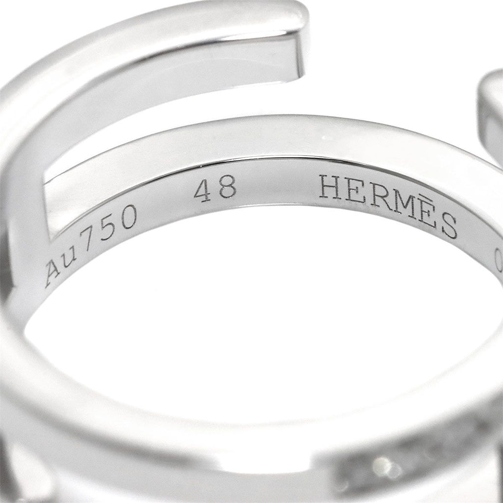 Hermes Arianne Che D'ancre 48 Ring Diamond 18k WG White Gold