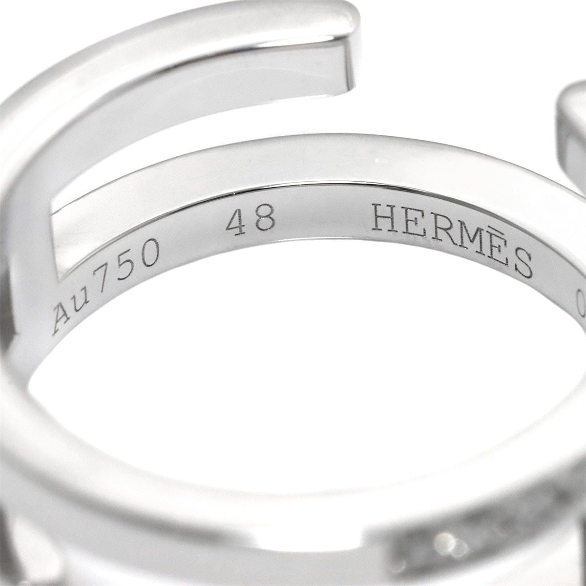 Hermes Arianne Che D'ancre 48 Ring Diamond 18k WG White Gold