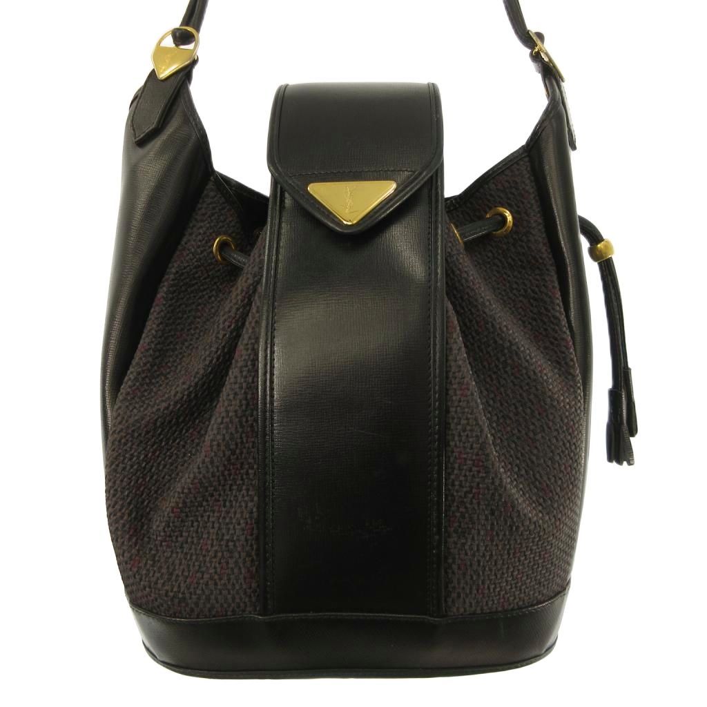 Saint Laurent Yves Vintage ketobag ShawleLogo Plate Leather Gold Black