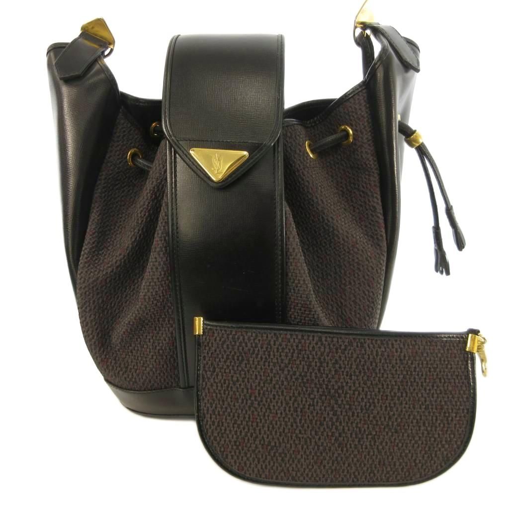 Saint Laurent Yves Vintage ketobag ShawleLogo Plate Leather Gold Black — view 5