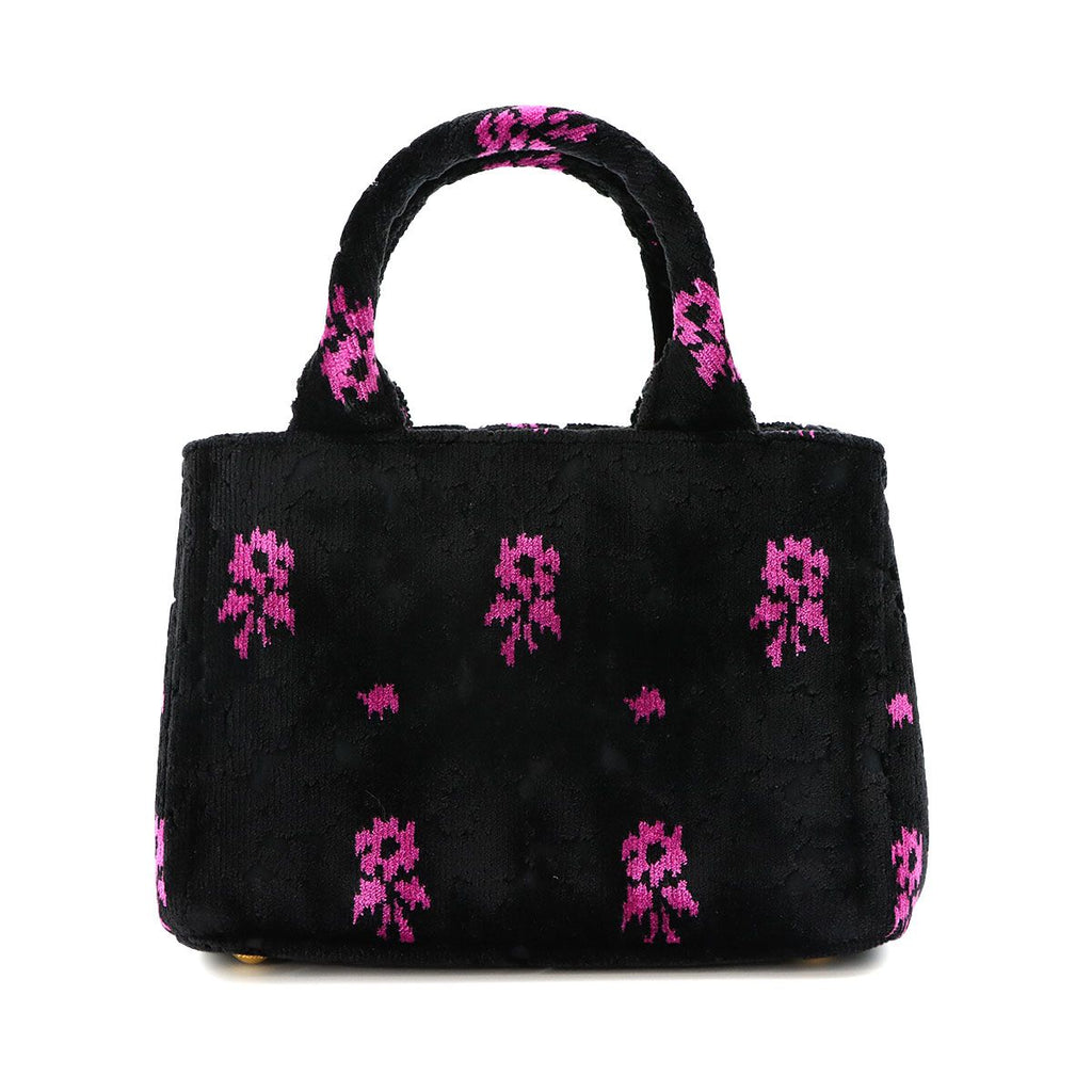 Prada Canapa Mini 2-Way Bag Velour Leather Nero Pink Black — view 3