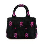 Prada Canapa Mini 2-Way Bag Velour Leather Nero Pink Black — view 3