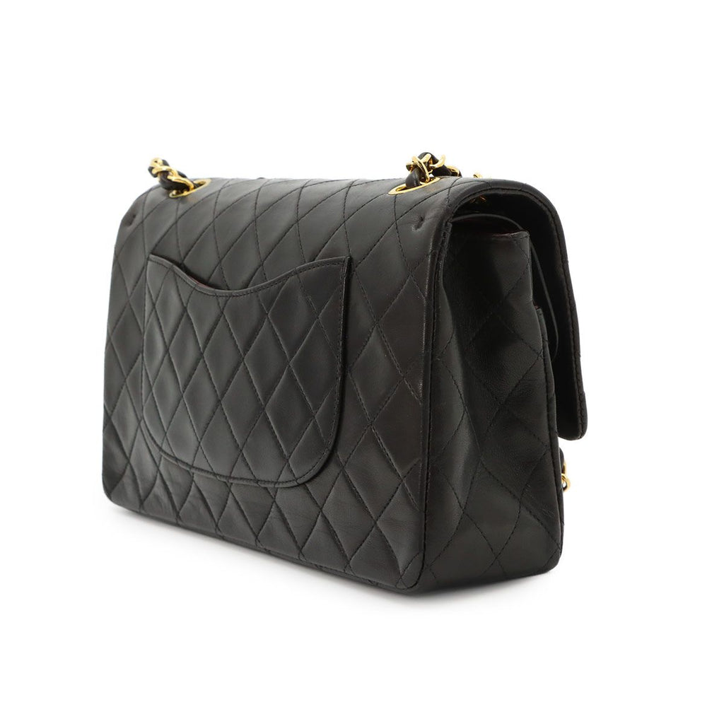 Chanel Quilted 25 Chain Shoulder Bag Lambskin Black Gold Vintage — view 4