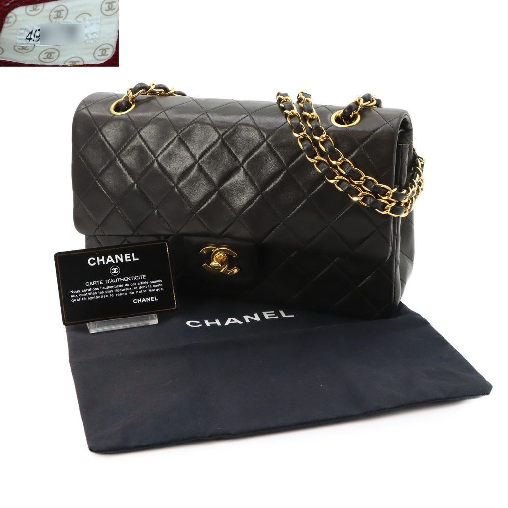 Chanel Quilted 25 Chain Shoulder Bag Lambskin Black Gold Vintage — view 2