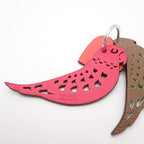 Hermes Petit Ash Key Sling Bag Charm Unseparable Parrot Heart Red Green Pink — view 3