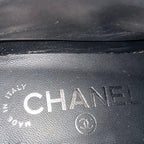Chanel Boots CC Logo Black White Shoes Tweed Leather — view 9