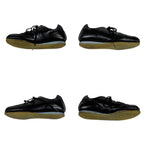 Chanel CC Logo Leather Low Cut Sneakers Black Light Blue — view 6