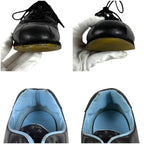 Chanel CC Logo Leather Low Cut Sneakers Black Light Blue — view 9