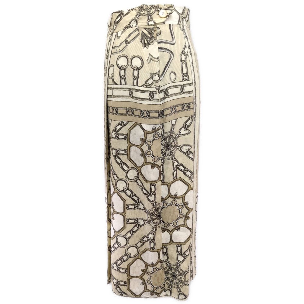 Hermes Silk Scarf Pattern Skirt 38 Beige — view 2