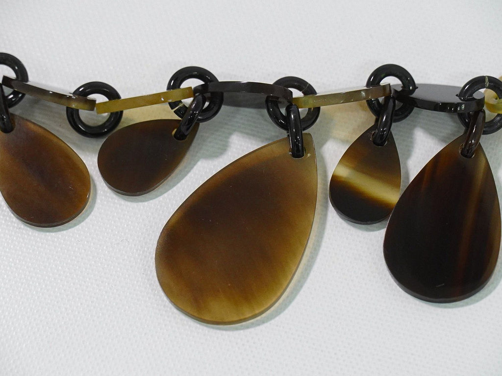 Hermes Buffalo Horn Long Necklace Pendant Brown — view 4