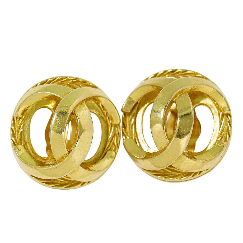 Chanel CC Logo Earrings Gold Plated