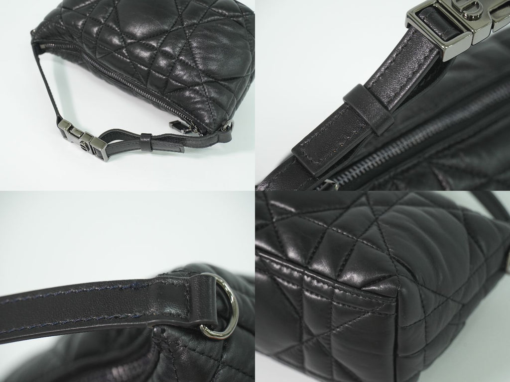 Dior Travel Nomad Pouch Cannage Handbag Leather Black — view 6