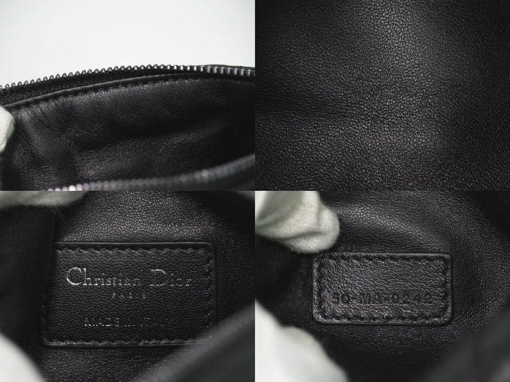 Dior Travel Nomad Pouch Cannage Handbag Leather Black — view 9