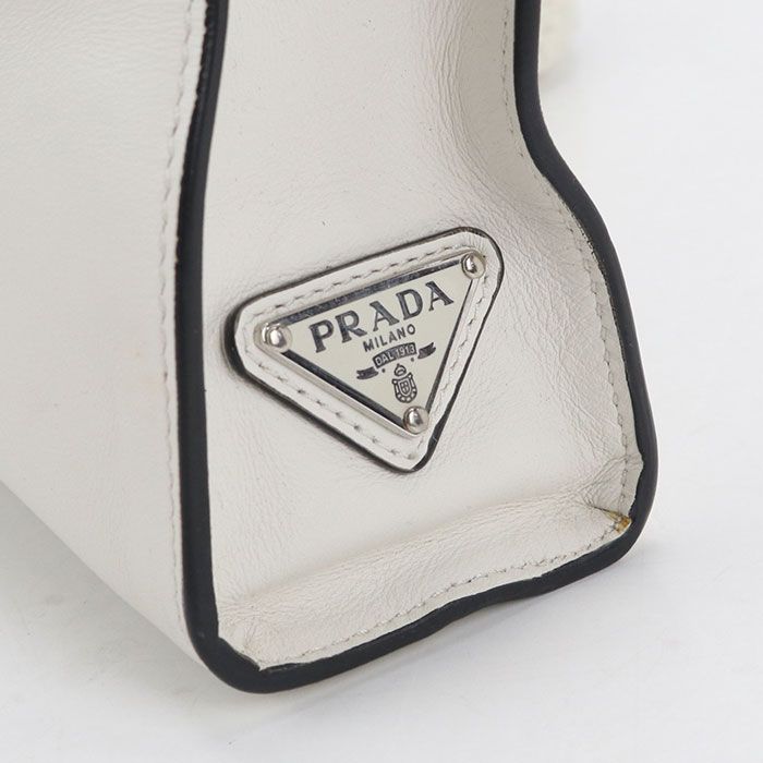 Prada Triangle Logo Tote Leather — view 4