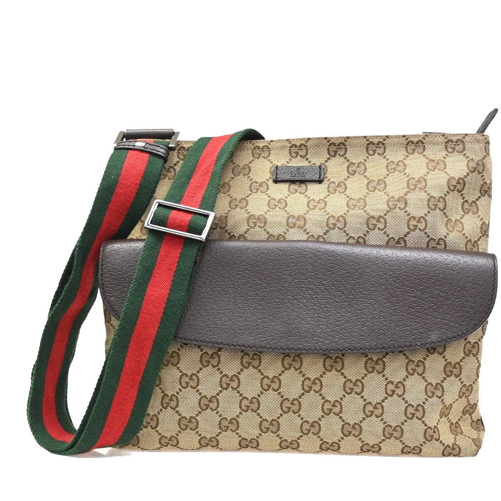 Gucci Sherry Line Shoulder Bag GG Beige Canvas Leather