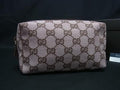 Gucci 039 GG Pattern Canvas Leather Pouch Multicolor Case Pink