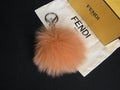 Fendi Leather Key Holder Bag Charm Orange System Silver