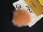 Fendi Leather Key Holder Bag Charm Orange System Silver