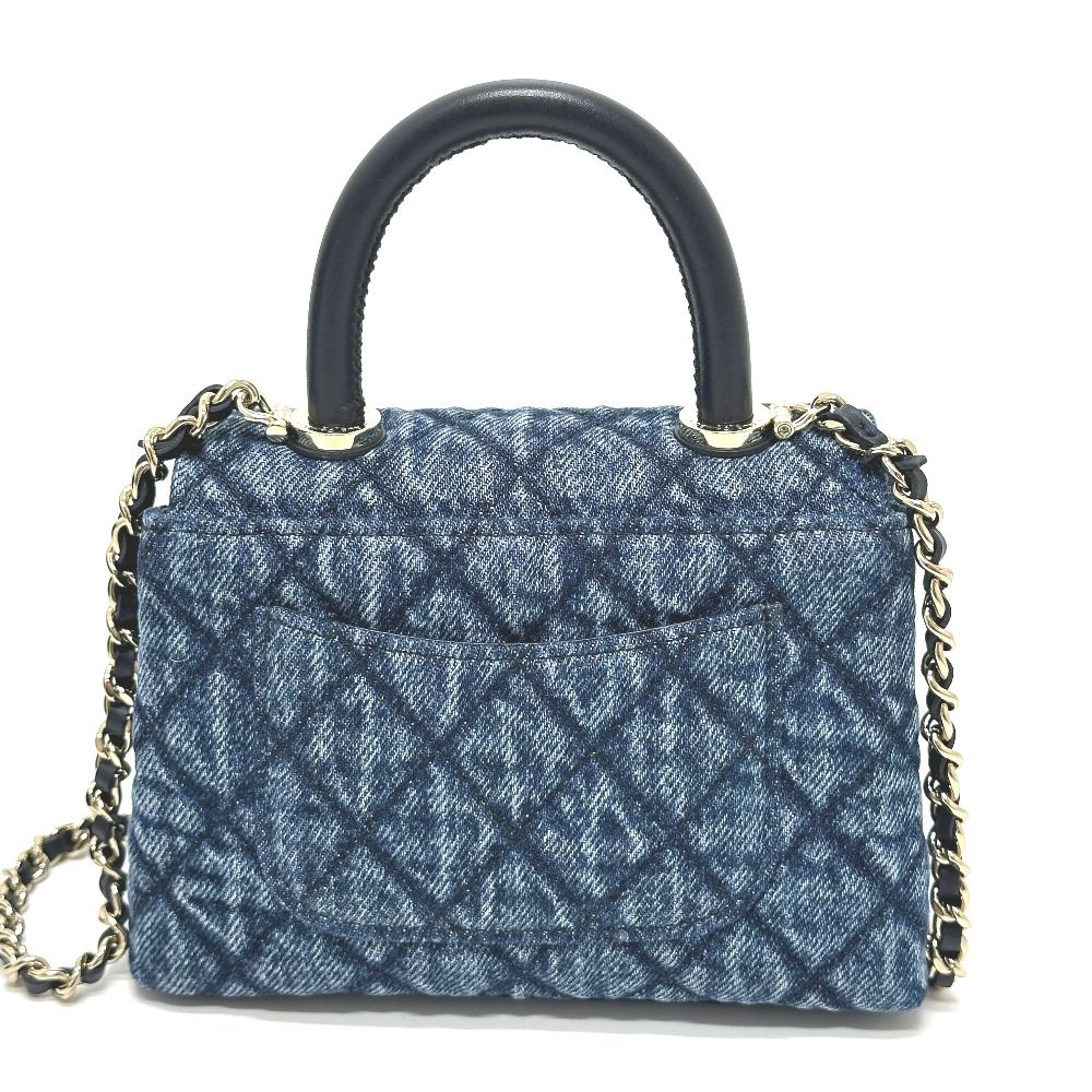 Chanel Shoulder Bag Coco Handle Mini Washed Denim Blue — view 2