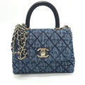 Chanel Shoulder Bag Coco Handle Mini Washed Denim Blue