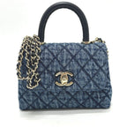 Chanel Shoulder Bag Coco Handle Mini Washed Denim Blue