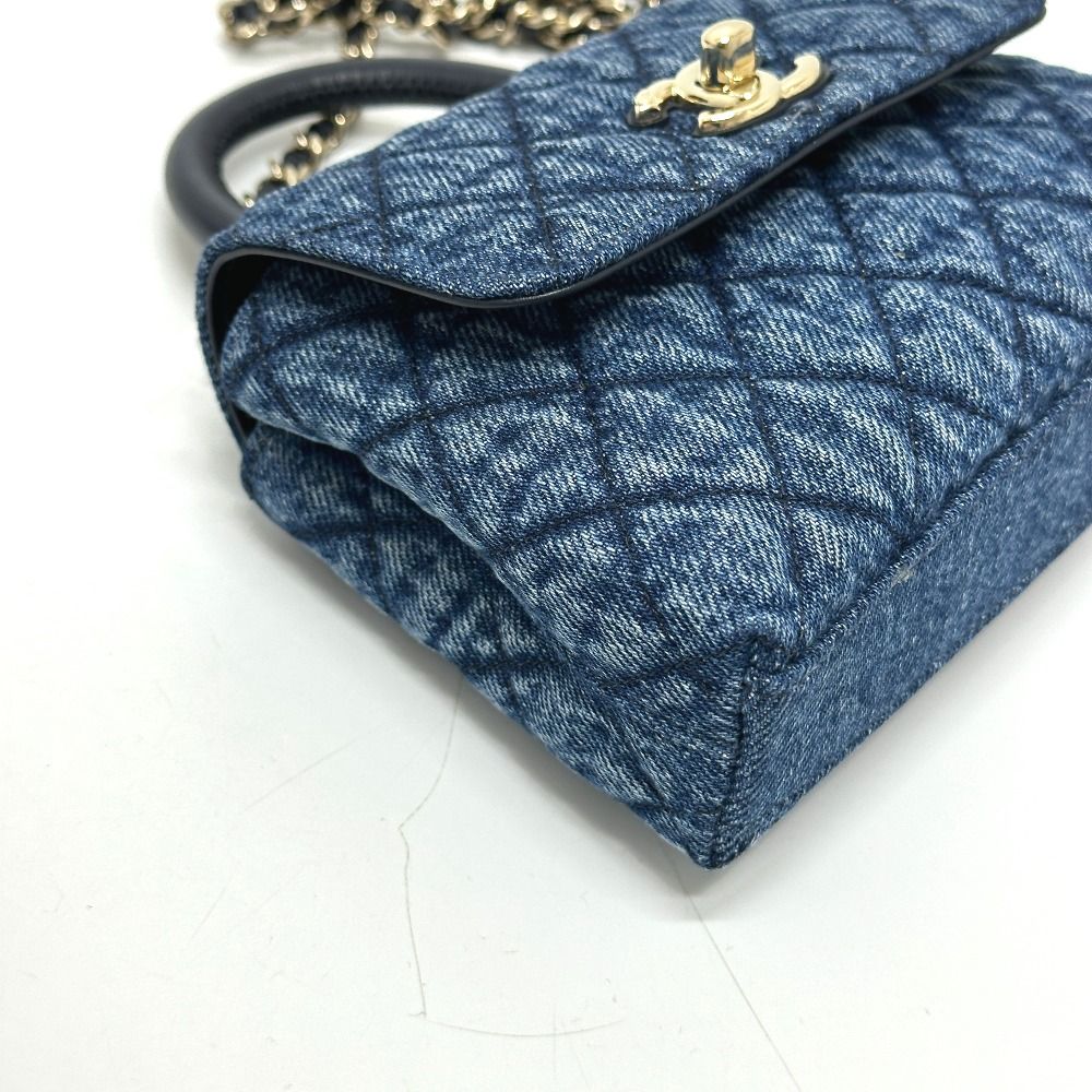 Chanel Shoulder Bag Coco Handle Mini Washed Denim Blue — view 5