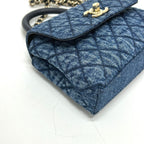 Chanel Shoulder Bag Coco Handle Mini Washed Denim Blue — view 5