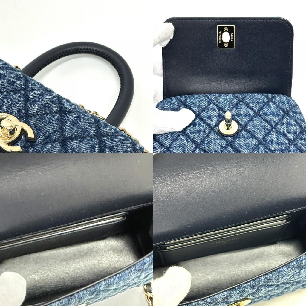 Chanel Shoulder Bag Coco Handle Mini Washed Denim Blue — view 8