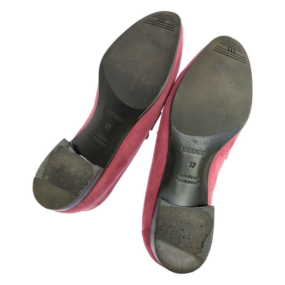Hermes Logo Loafers Shoes 37 Pink O-luci-dung — view 5